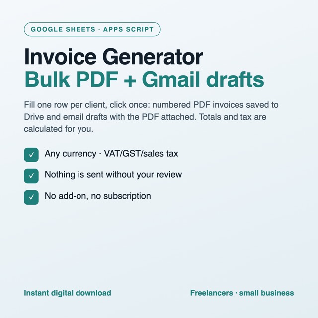 Google Sheets Invoice Generator preview